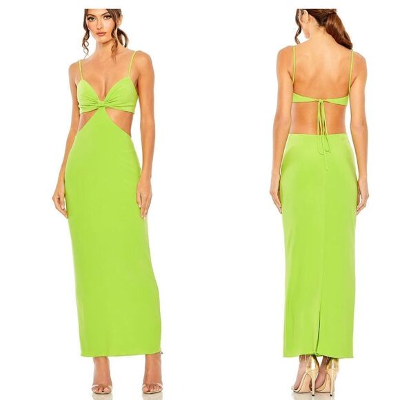 NWT IEENA Mac Duggal Ieena Duggal Column Body Cut Out Maxi dress in sage size 2 - Picture 1 of 14